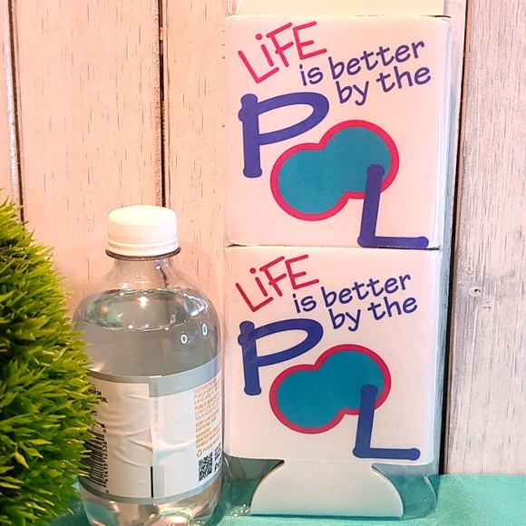 POOL beverage drink holder water beer can NWT set of 2 - Picture 1 of 3